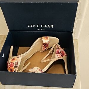 Cole Haan Women's Floral Leather  Heels - Beige and Red